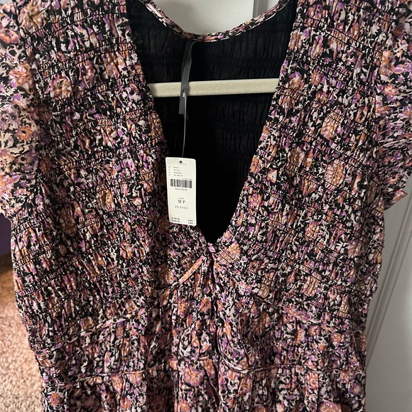 Anthropologie Peregrine Smocked Ruffle Midi Dress NWT Petite Medium - Picture 2 of 6